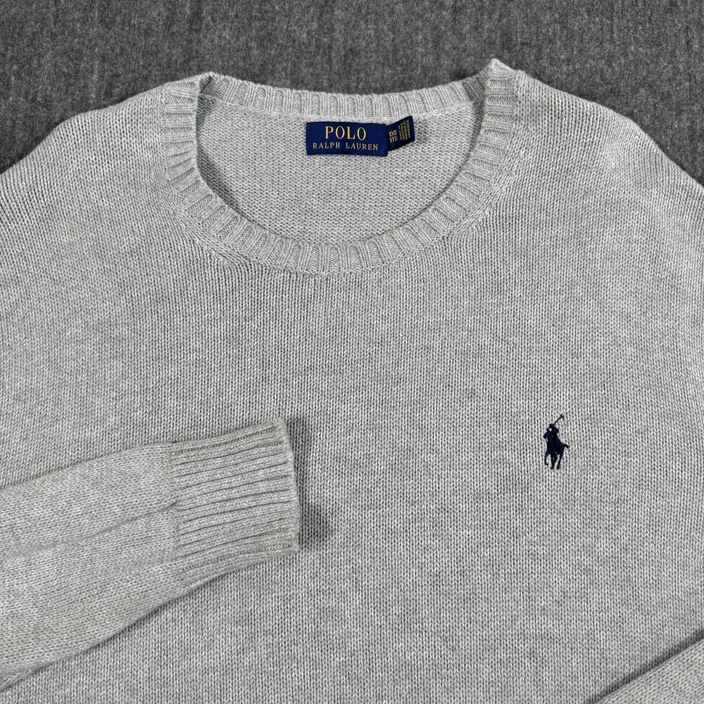 Polo Ralph Lauren Mens 1XB Gray Crewneck Sweater Cotton Knit Big Tall Pony Logo